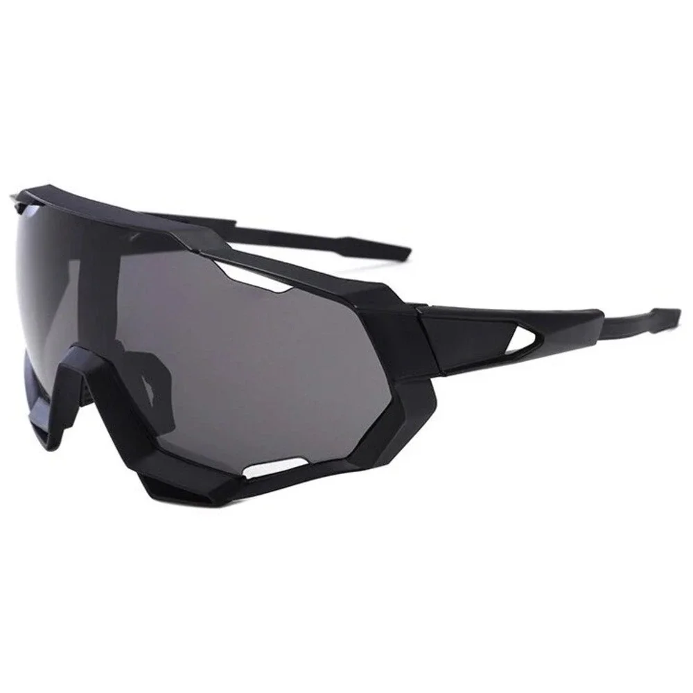 Mens Matte Black Oversized Shield Sunglasses Futuristic Sport Wrap Techwear 2026